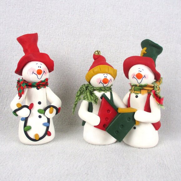 Christmas Snowmen Roberta PEI Canada Whimsical Original Figurines - Picture 1 of 6